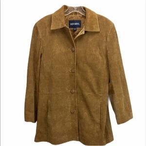 Bernardo Coat Sueded Leather Brown Lined Long